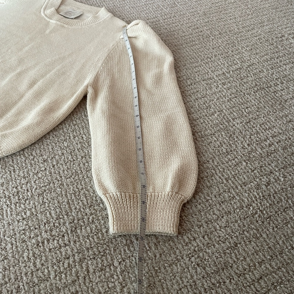 Loeffler Randall Knit For Good Puff Sleeve Highland Wool Beige Sweater size M - Picture 9 of 10